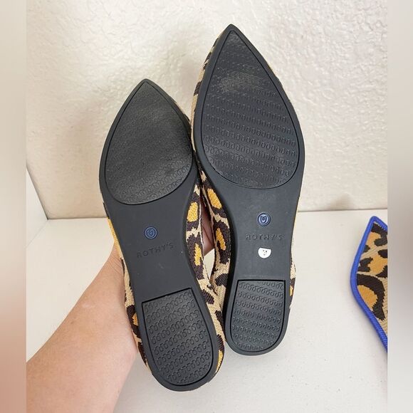 Rothy's The Point Big Cat Leopard Printed Fabric Pointy Toe Ballet Flats 9 - Picture 9 of 11